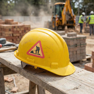Pegatina Cuadrada Aviso de trabajo por carretera antes de la zona de