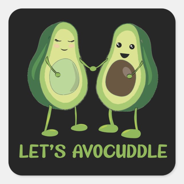 Pegatina Cuadrada Avocuddle - Funny Aguacate Pun (Anverso)