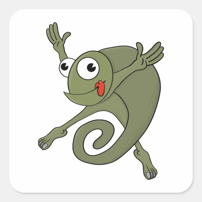 Pegatina Cuadrada Awesome Chameleon (Anverso)