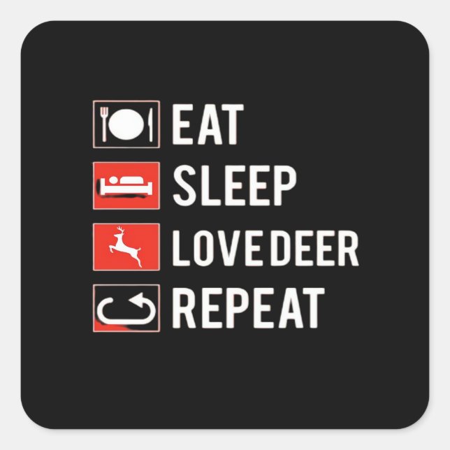 Pegatina Cuadrada Awesome Deer Lover Creative Modern Design  (Anverso)