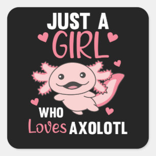 Pegatina Cuadrada Axolotl Ama A Los Animales Dulces Para Chicas De C