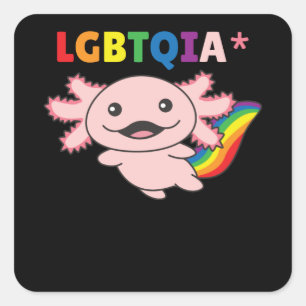 Pegatina Cuadrada Axolotl - Bandera arcoiris Orgullo LGBT