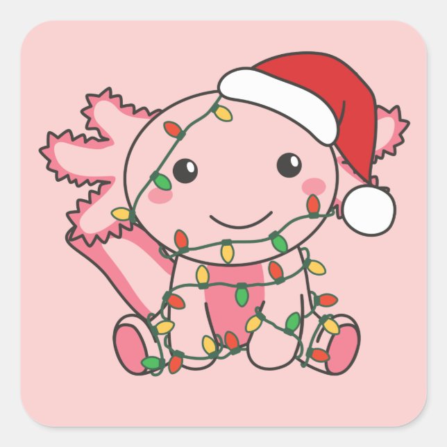 Pegatina Cuadrada Axolotl Christmas Winter Animals Axolotls Square S (Anverso)