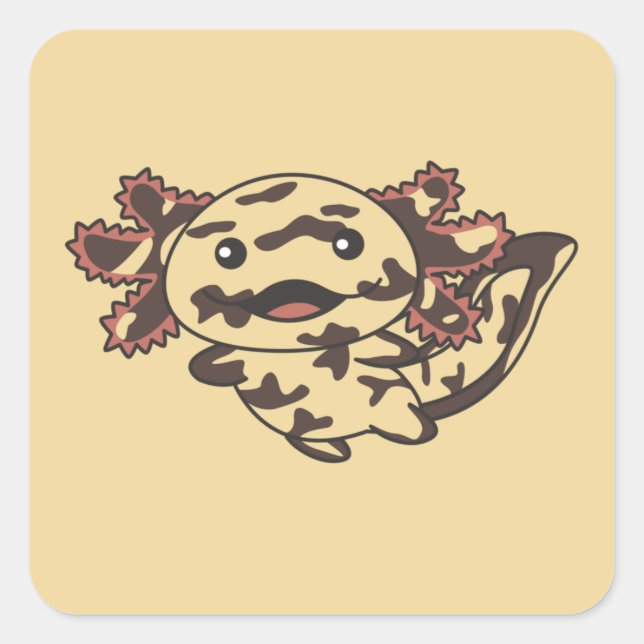 Pegatina Cuadrada Axolotl Diversos Tipos De Axolotls Dulces Animales (Anverso)