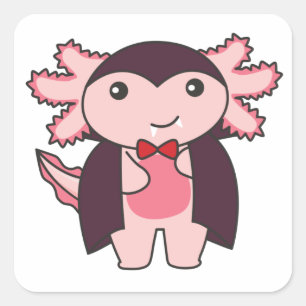 Pegatina Cuadrada Axolotl Halloween Cute Devil Vampiros Disfraz
