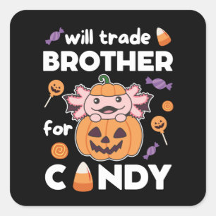 Pegatina Cuadrada Axolotl Halloween Trade Brother For Candy