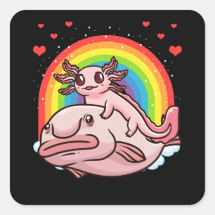 Pegatina Cuadrada Axolotl Kawaii Blobfish