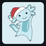 Pegatina Cuadrada Axolotl Merry Christmas Winter Animals Axolotls<br><div class="desc">El axolotl para Navidades con luces de hadas. Animales divertidos con regalos y nieve para las vacaciones. También es gracioso para los Navidades en julio. Los Axolotls son animales lindos y perfectos para los Navidades.</div>