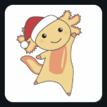 Pegatina Cuadrada Axolotl Merry Christmas Winter Animals Axolotls<br><div class="desc">El axolotl para Navidades con luces de hadas. Animales divertidos con regalos y nieve para las vacaciones. También es gracioso para los Navidades en julio. Los Axolotls son animales lindos y perfectos para los Navidades.</div>
