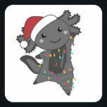 Pegatina Cuadrada Axolotl Merry Christmas Winter Animals Axolotls<br><div class="desc">El axolotl para Navidades con luces de hadas. Animales divertidos con regalos y nieve para las vacaciones. También es gracioso para los Navidades en julio. Los Axolotls son animales lindos y perfectos para los Navidades.</div>