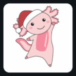 Pegatina Cuadrada Axolotl Merry Christmas Winter Animals Axolotls<br><div class="desc">El axolotl para Navidades con luces de hadas. Animales divertidos con regalos y nieve para las vacaciones. También es gracioso para los Navidades en julio. Los Axolotls son animales lindos y perfectos para los Navidades.</div>