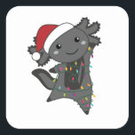 Pegatina Cuadrada Axolotl Merry Christmas Winter Animals Axolotls<br><div class="desc">El axolotl para Navidades con luces de hadas. Animales divertidos con regalos y nieve para las vacaciones. También es gracioso para los Navidades en julio. Los Axolotls son animales lindos y perfectos para los Navidades.</div>