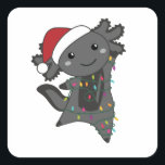 Pegatina Cuadrada Axolotl Merry Christmas Winter Animals Axolotls<br><div class="desc">El axolotl para Navidades con luces de hadas. Animales divertidos con regalos y nieve para las vacaciones. También es gracioso para los Navidades en julio. Los Axolotls son animales lindos y perfectos para los Navidades.</div>