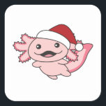 Pegatina Cuadrada Axolotl Merry Christmas Winter Axolotl Square Stic<br><div class="desc">El axolotl a las noches suaves con gorra de Navidad. Animales divertidos con regalos y nieve para las vacaciones. También es gracioso para los navidades en julio. Los Axolotls son animales lindos y perfectos para los Navidades.</div>