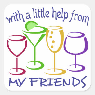 Pegatina Cuadrada Ayuda de mis amigos