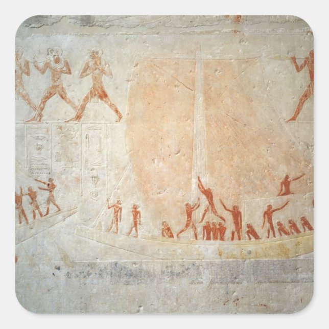 Pegatina Cuadrada Ayuda del Mastaba de Akhethotep representando a bo (Anverso)