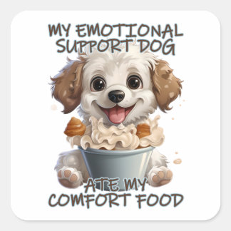 Pegatina Cuadrada Ayuda emocional Comida de perro