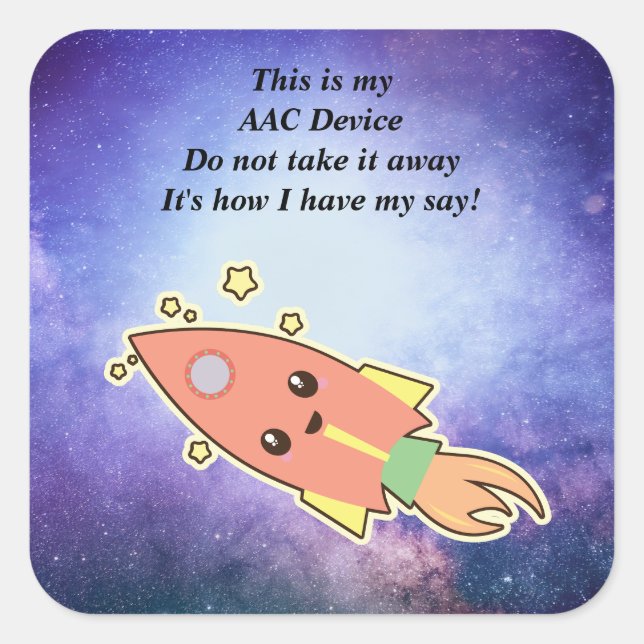 Pegatina Cuadrada Ayudas AAC SLP - Pegatinas ALERT para equipos - Es (Anverso)