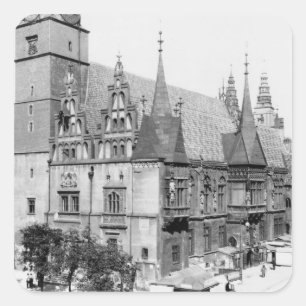 Pegatina Cuadrada Ayuntamiento, Breslau Polonia, c.1910