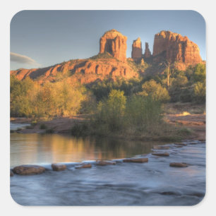 Pegatina Cuadrada AZ, Arizona, Sedona, Área Recreativa Crescent Moon