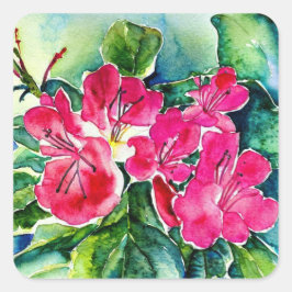 Pegatina Cuadrada Azalea acuarela