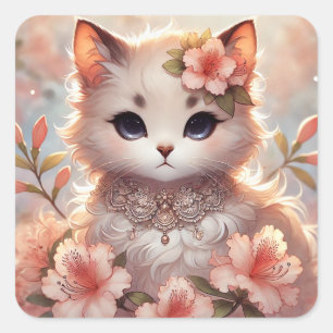 Pegatina Cuadrada Azalea Princess Cat