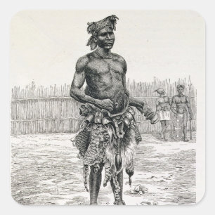 Pegatina Cuadrada Azandeh Binsa o Médica de Brujas