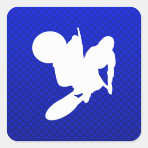 Pegatina Cuadrada Azote azul del motocrós