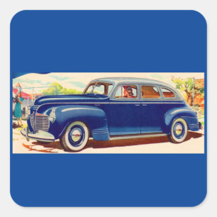 Pegatina Cuadrada azul 1941 Plymouth