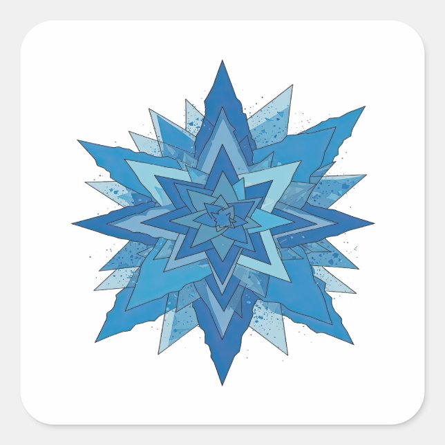 Pegatina Cuadrada Azul de Moda FROZEN Estilo de Vinilo (Anverso)