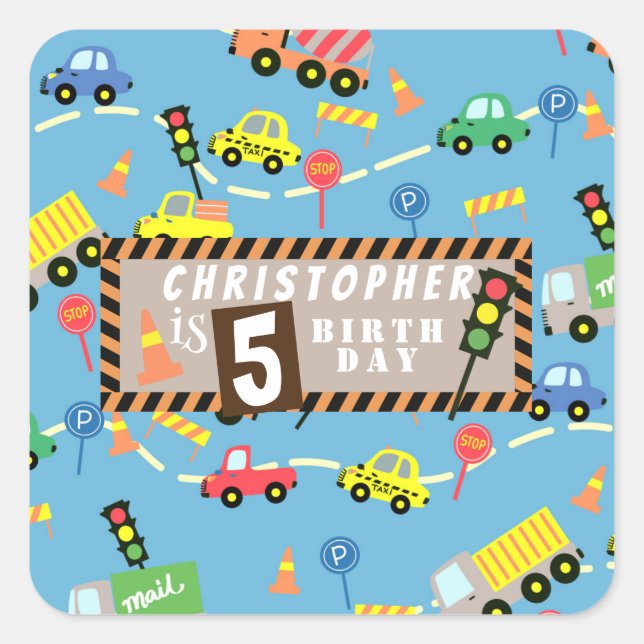 Pegatina Cuadrada Azul de transporte (Anverso)