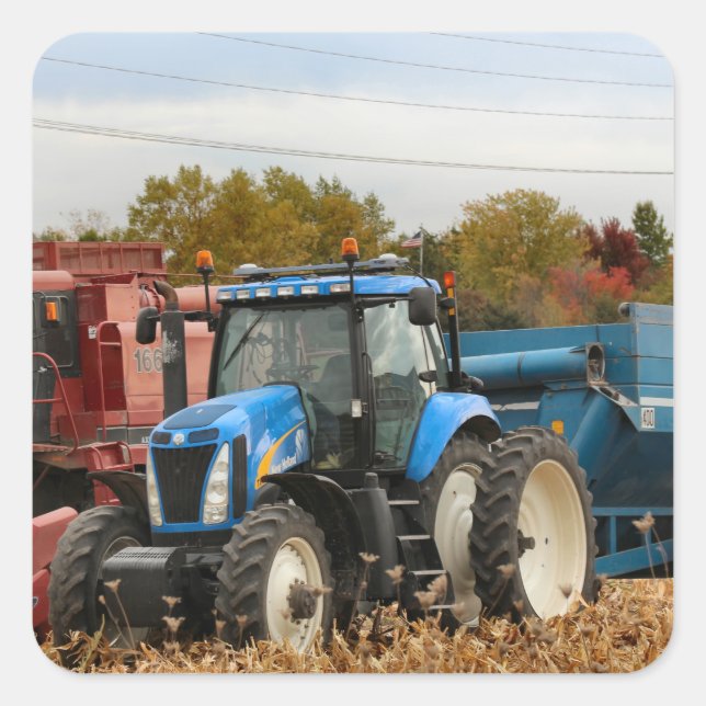 Pegatina Cuadrada Azul grande (Anverso)