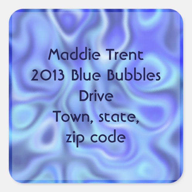 Pegatina Cuadrada azul líquido (Anverso)