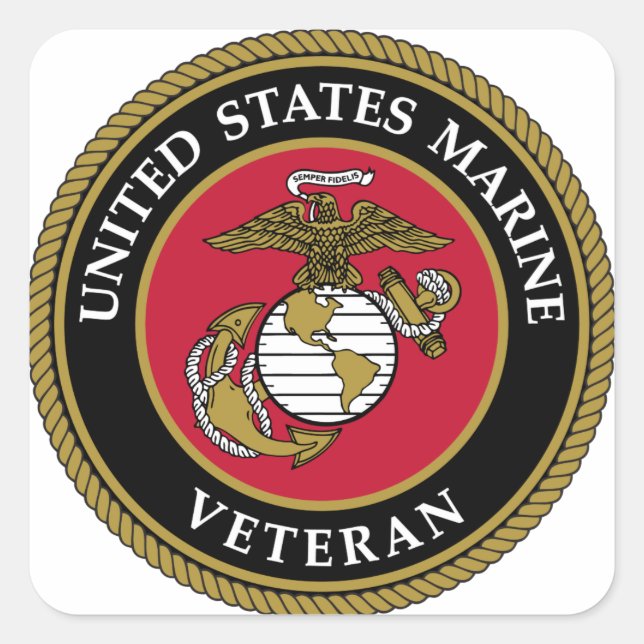 Pegatina Cuadrada Azul marino veterano de Estados Unidos (Anverso)