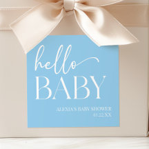 Azul Minimalista Hola Bebé Fiesta de Baby Shower