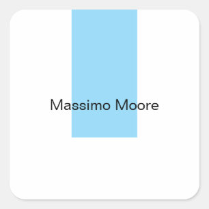 Pegatina Cuadrada Azul Negro Blanco Liso Elegante Nombre Propio