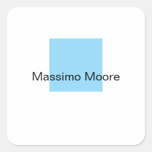 Pegatina Cuadrada Azul Negro Blanco Sencillo Elegante Nombre Propio