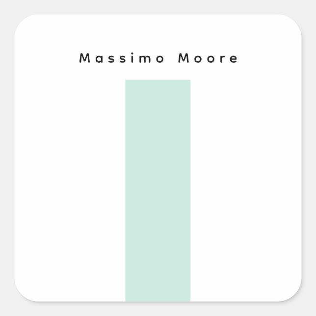 Pegatina Cuadrada Azul Negro Blanco Sencillo Elegante Nombre Propio (Anverso)