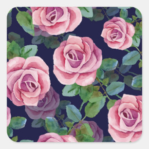 Pegatina Cuadrada Azul oscuro, color de agua rosada.