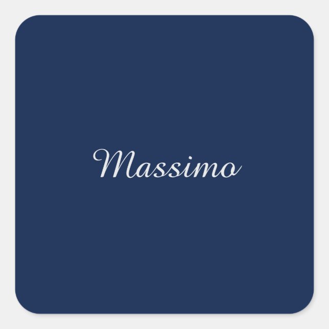 Pegatina Cuadrada Azul oscuro elegante casual escritura a mano propi (Anverso)
