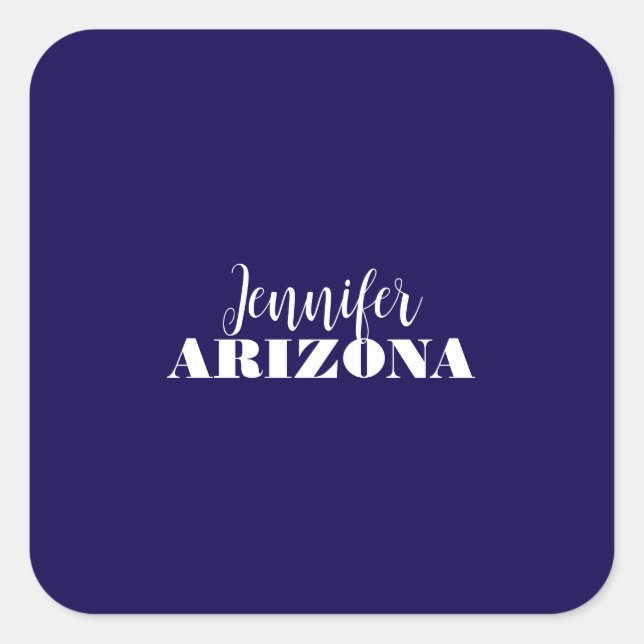 Pegatina Cuadrada Azul oscuro minimalista moderno elegante profesion (Anverso)