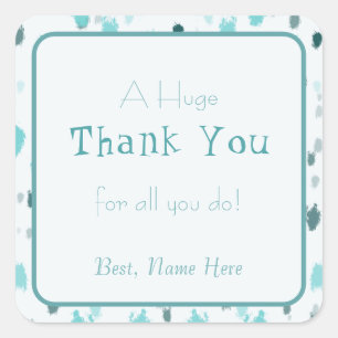 Pegatina Cuadrada Azul personalizado, color gris, salpicaduras de ar