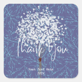 Pegatina Cuadrada Azul Profesional Moderno Gracias