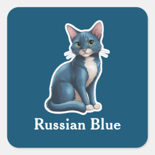 Pegatina Cuadrada Azul ruso