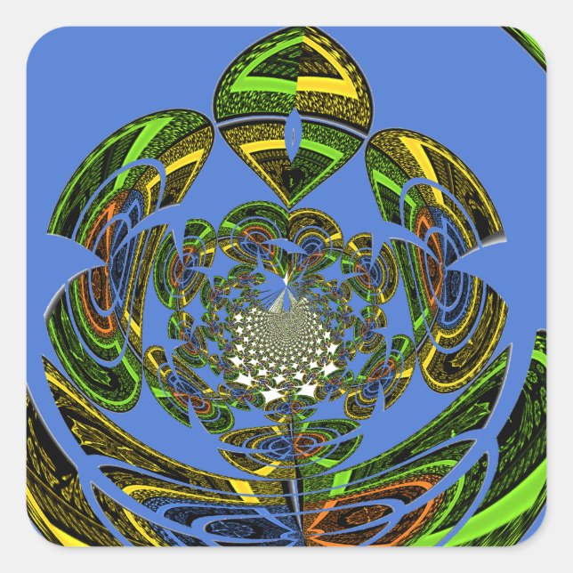 Pegatina Cuadrada Azul tradicional (Anverso)