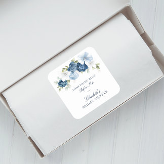 Pegatina Cuadrada Azul turbio antes de hacer ducha de novia floral