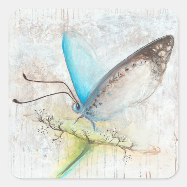 Pegatina Cuadrada Azul Verdes (Anverso)