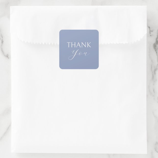 Pegatina Cuadrada Azul y blanco simples gracias (Bolso)