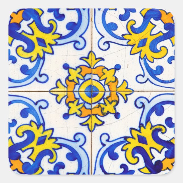 Pegatina Cuadrada Azulejo Art Tile (Anverso)