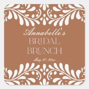 Pegatina Cuadrada Azulejo de Talavera de Clay Brunch Nupcial de Fies